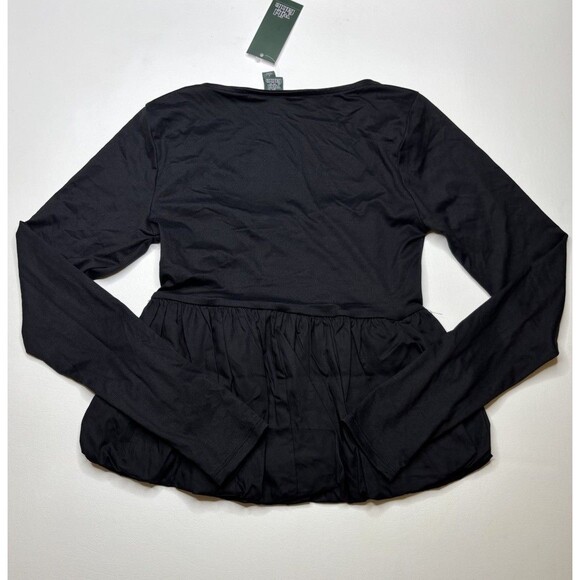 NWT Wild Fable Women's Size Small Long Sleeve Square Neck Bubble Top Black - Picture 4 of 7